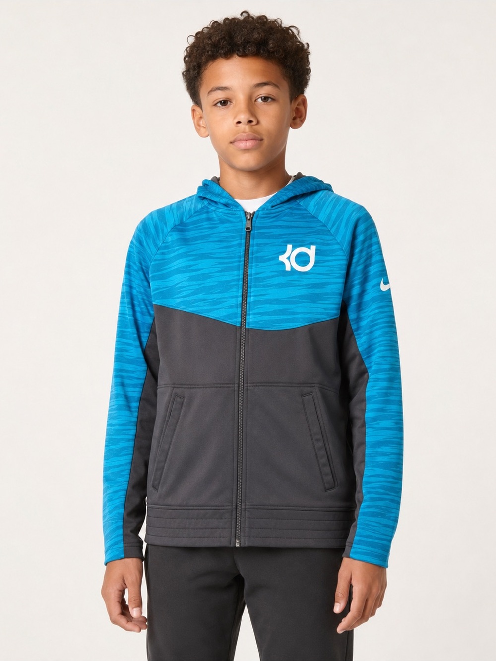 Nike KD Boys Full Zip Hoodie Blue Gray XL Youth